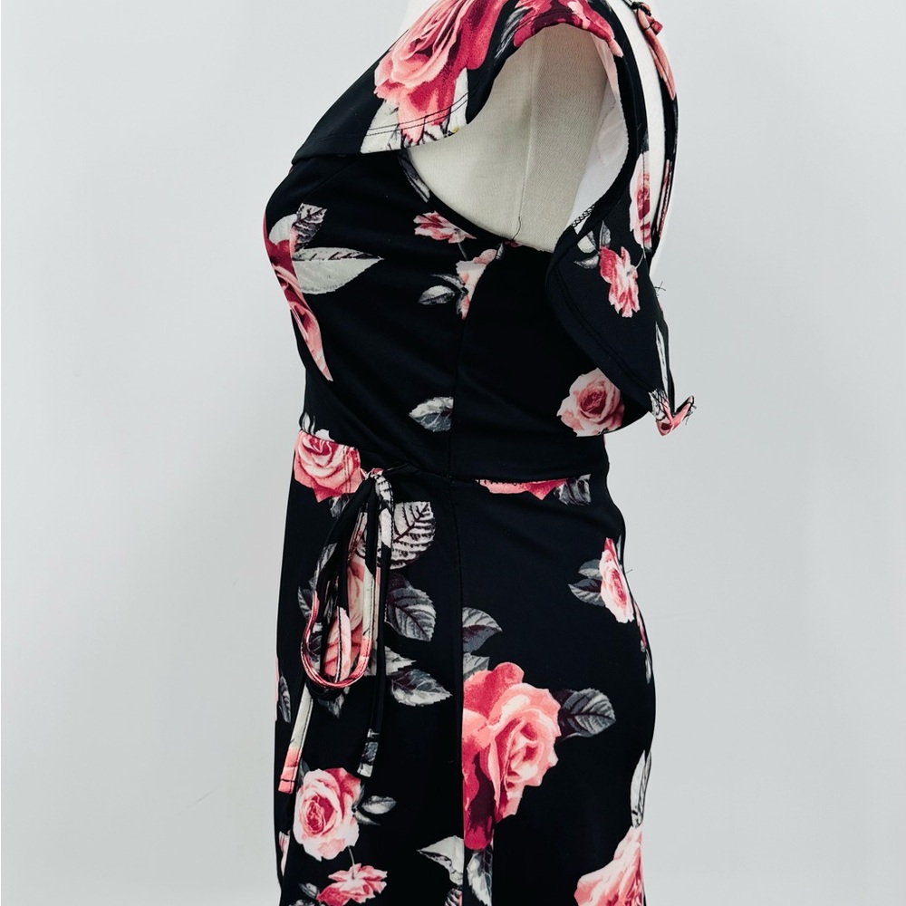 Charlotte Russe Off Shoulder Floral Dress - Black and Pink, S - Picture 2 of 7